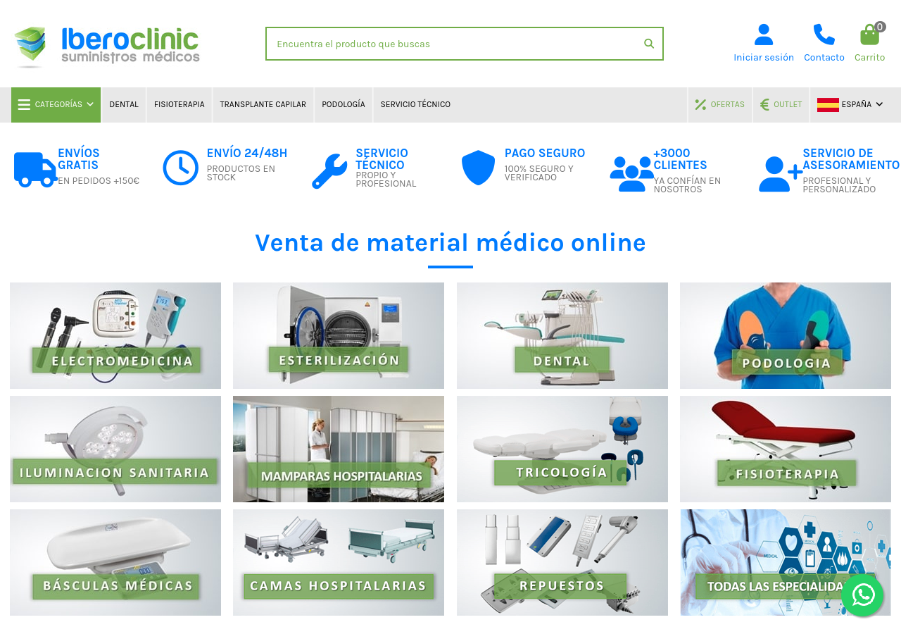 Tienda online iberoclinic.com — ecommerce de material clinico integrado con ERP