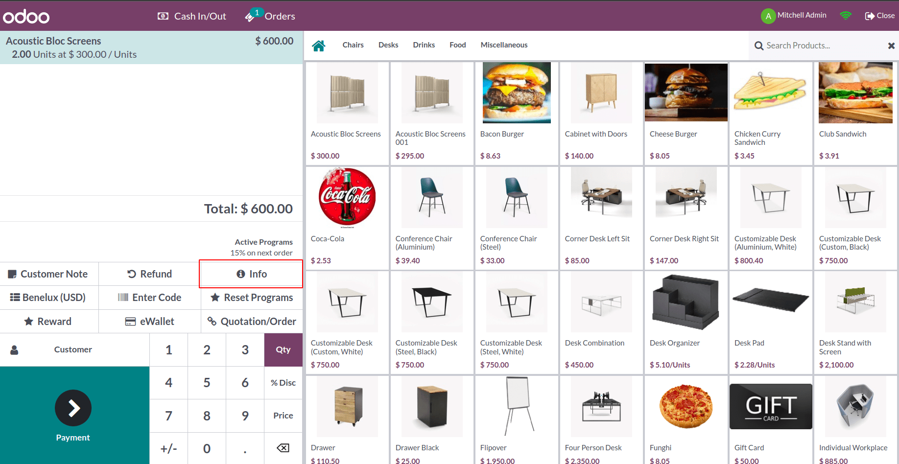Punto de venta - Interfaz de cobro con catalogo de productos